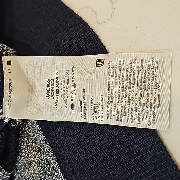 Jack & Jones Mens Sweater, Size Large, Navy Blue and White Stripes, Light Weight - Picture 5 of 5